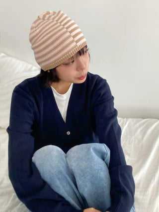 Loose-fit Knit Ribbed Pullover Bandana Beanie Hat Collection