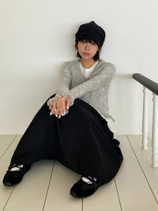Loose-fit Knit Ribbed Pullover Bandana Beanie Hat Collection