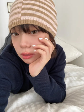 Loose-fit Knit Ribbed Pullover Bandana Beanie Hat Collection