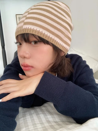 Loose-fit Knit Ribbed Pullover Bandana Beanie Hat Collection