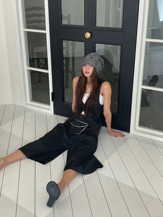 Loose-fit Knit Ribbed Pullover Bandana Beanie Hat Collection