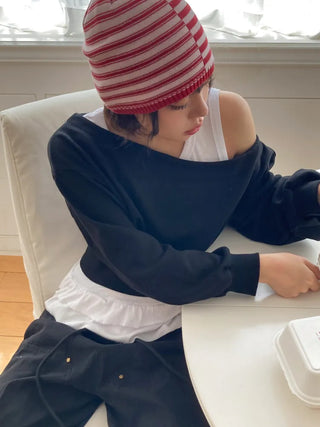 Loose-fit Knit Ribbed Pullover Bandana Beanie Hat Collection
