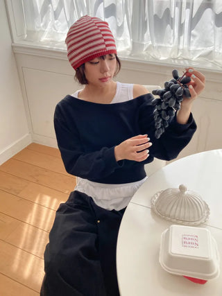 Loose-fit Knit Ribbed Pullover Bandana Beanie Hat Collection