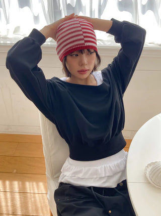 Loose-fit Knit Ribbed Pullover Bandana Beanie Hat Collection