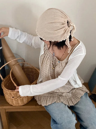 Loose-fit Knit Ribbed Pullover Bandana Beanie Hat Collection