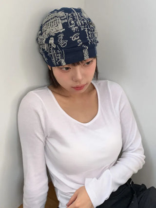 Loose-fit Knit Ribbed Pullover Bandana Beanie Hat Collection