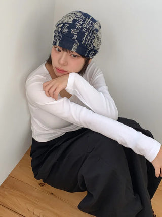 Loose-fit Knit Ribbed Pullover Bandana Beanie Hat Collection