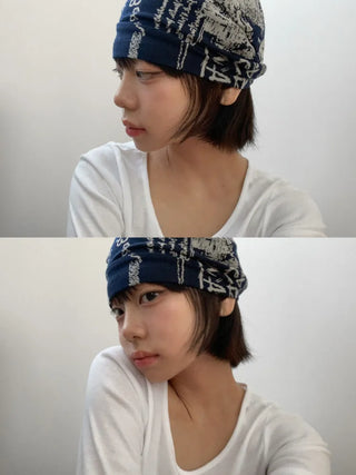 Loose-fit Knit Ribbed Pullover Bandana Beanie Hat Collection