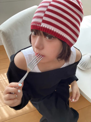 Loose-fit Knit Ribbed Pullover Bandana Beanie Hat Collection