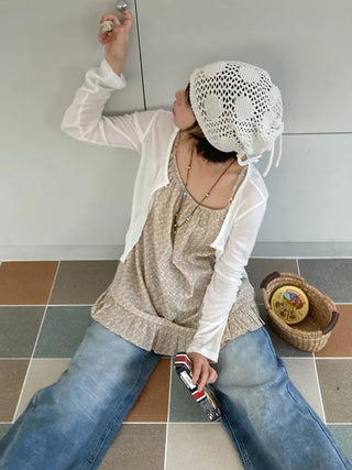 Loose-fit Knit Ribbed Pullover Bandana Beanie Hat Collection