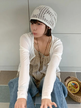 Loose-fit Knit Ribbed Pullover Bandana Beanie Hat Collection