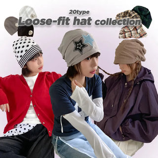 Loose-fit Knit Ribbed Pullover Bandana Beanie Hat Collection