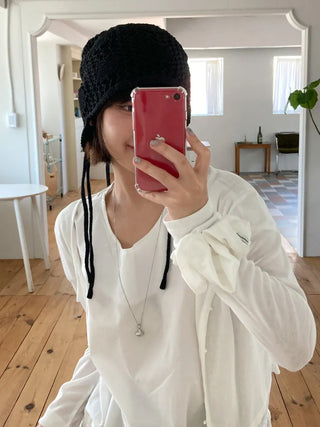 Loose-fit Knit Ribbed Pullover Bandana Beanie Hat Collection