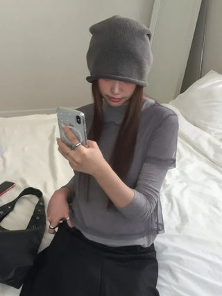 Loose-fit Knit Ribbed Pullover Bandana Beanie Hat Collection