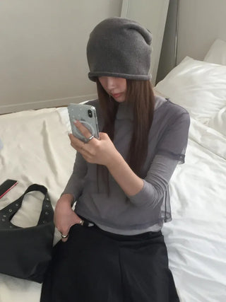 Loose-fit Knit Ribbed Pullover Bandana Beanie Hat Collection