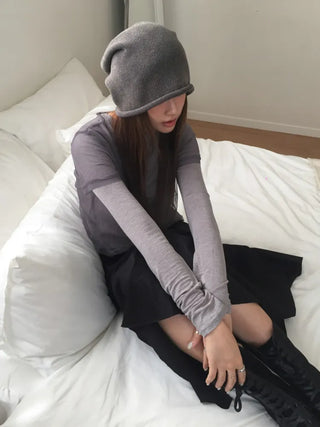 Loose-fit Knit Ribbed Pullover Bandana Beanie Hat Collection