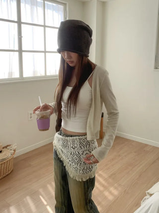 Loose-fit Knit Ribbed Pullover Bandana Beanie Hat Collection