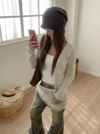Loose-fit Knit Ribbed Pullover Bandana Beanie Hat Collection