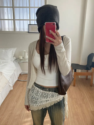 Loose-fit Knit Ribbed Pullover Bandana Beanie Hat Collection