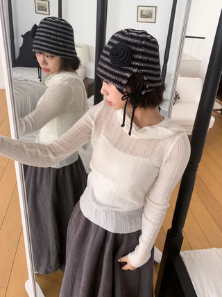 Loose-fit Knit Ribbed Pullover Bandana Beanie Hat Collection