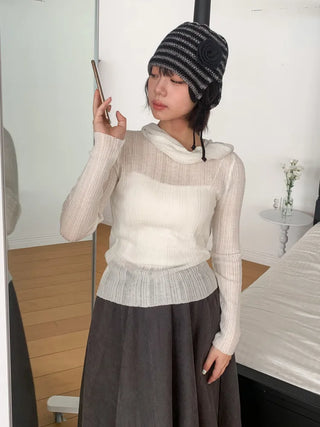 Loose-fit Knit Ribbed Pullover Bandana Beanie Hat Collection
