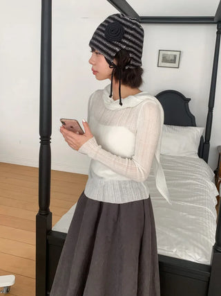 Loose-fit Knit Ribbed Pullover Bandana Beanie Hat Collection
