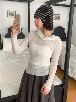 Loose-fit Knit Ribbed Pullover Bandana Beanie Hat Collection