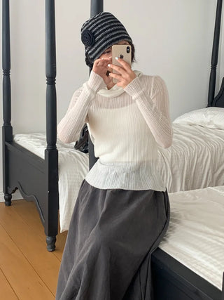 Loose-fit Knit Ribbed Pullover Bandana Beanie Hat Collection