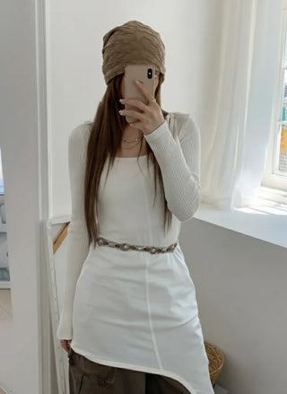 Loose-fit Knit Ribbed Pullover Bandana Beanie Hat Collection