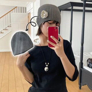Loose-fit Knit Ribbed Pullover Bandana Beanie Hat Collection