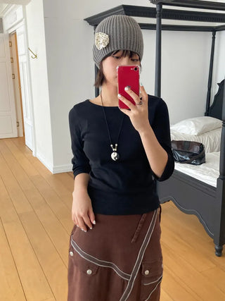 Loose-fit Knit Ribbed Pullover Bandana Beanie Hat Collection