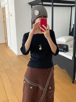 Loose-fit Knit Ribbed Pullover Bandana Beanie Hat Collection