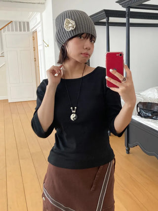 Loose-fit Knit Ribbed Pullover Bandana Beanie Hat Collection