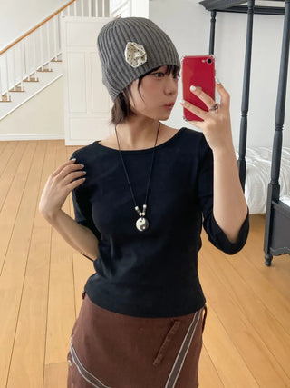 Loose-fit Knit Ribbed Pullover Bandana Beanie Hat Collection