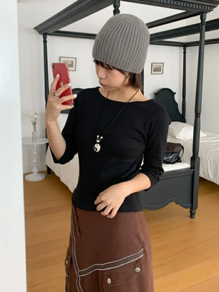 Loose-fit Knit Ribbed Pullover Bandana Beanie Hat Collection