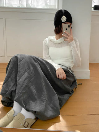 Loose-fit Knit Ribbed Pullover Bandana Beanie Hat Collection