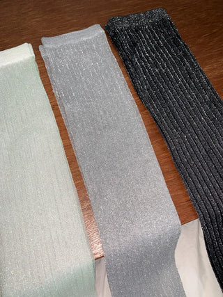 Glitter Ribbed Knee-Long Socks
