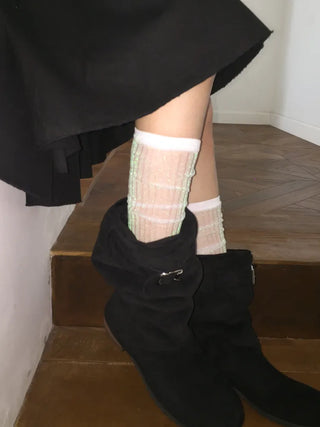 Glitter Ribbed Knee-Long Socks