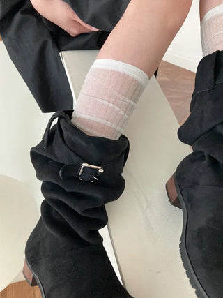 Glitter Ribbed Knee-Long Socks