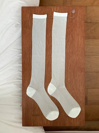 Glitter Ribbed Knee-Long Socks