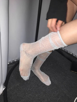 Glitter Ribbed Knee-Long Socks