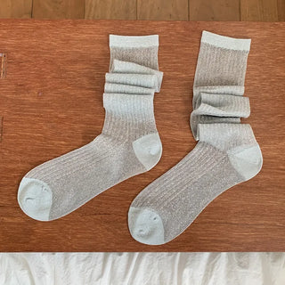 Glitter Ribbed Knee-Long Socks