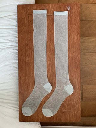 Glitter Ribbed Knee-Long Socks
