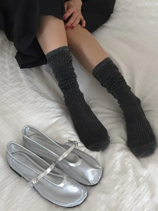 Glitter Ribbed Knee-Long Socks