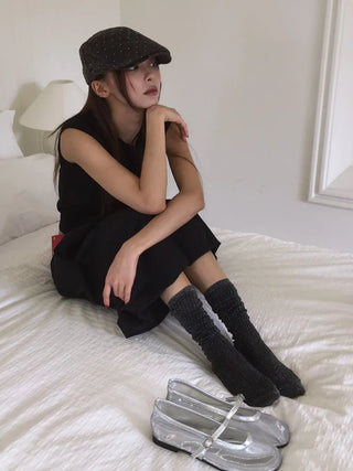 Glitter Ribbed Knee-Long Socks