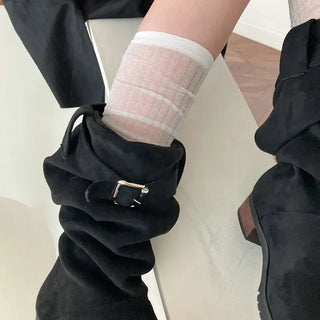 Glitter Ribbed Knee-Long Socks