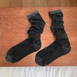 Glitter Ribbed Knee-Long Socks