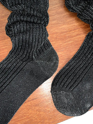 Glitter Ribbed Knee-Long Socks