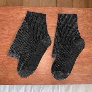 Glitter Ribbed Knee-Long Socks