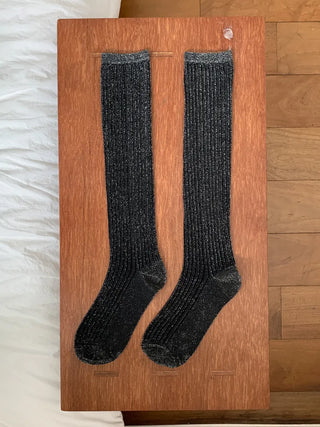 Glitter Ribbed Knee-Long Socks